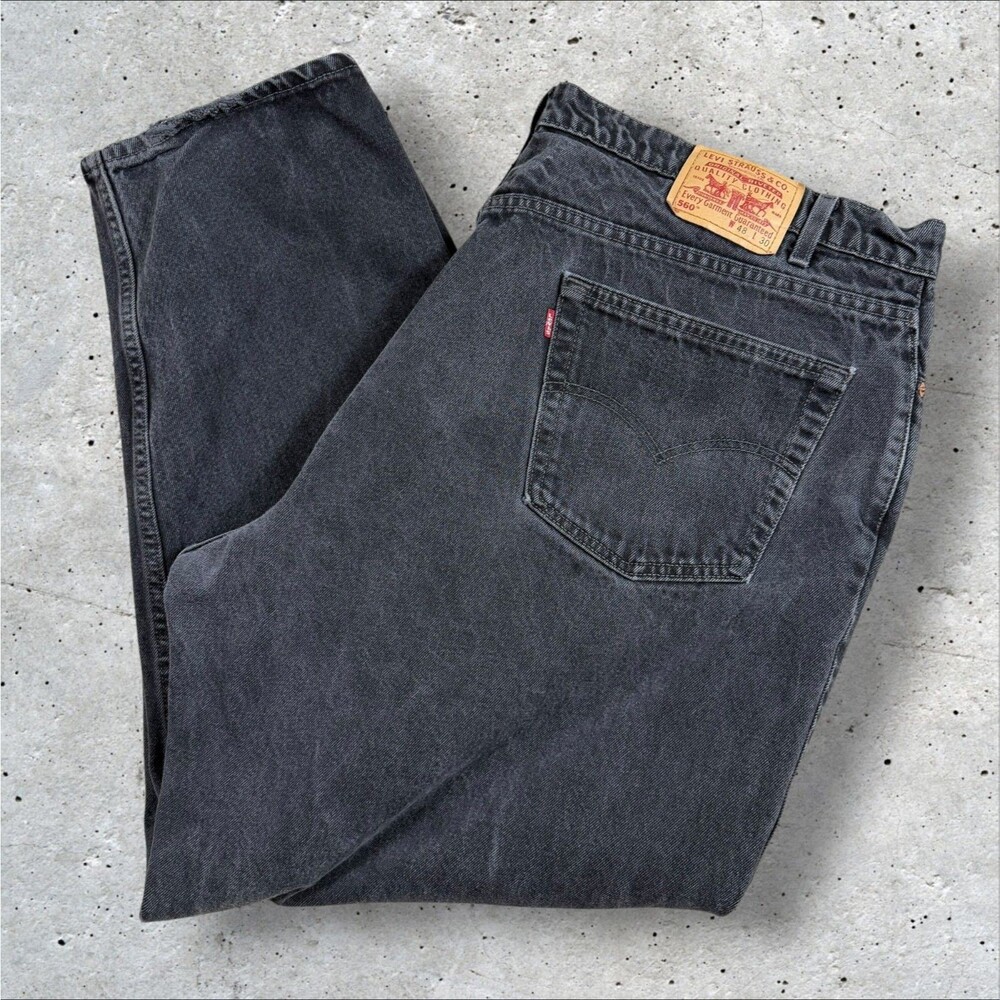 VTG Levi's 560 Jeans Mens 48x30 Black Comfort Fit Loose Tapered Denim